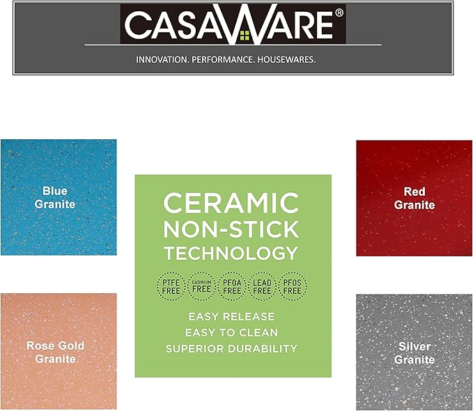casaWare Fluted Cake Pan 9.5-inch (10-Cup) Ceramic Coated NonStick (Blue Granite)