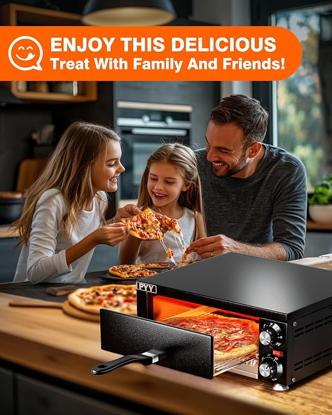 PYY Electric Pizza Oven - Indoor Countertop Pizza Oven 1100W, Commercial Pizza Maker Machine for Home with Timer Stainless Steel Pizza Cooker