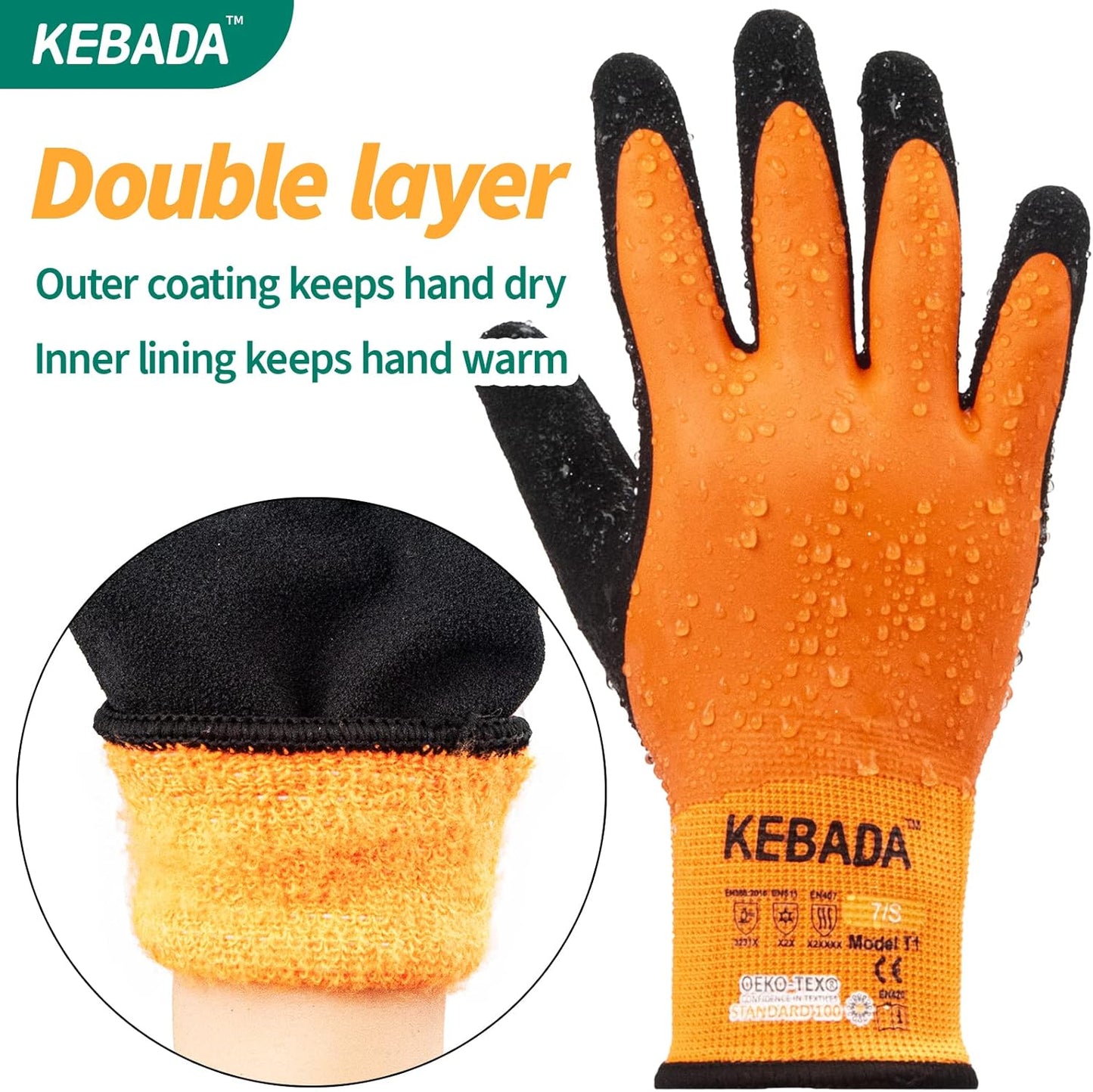Kebada T1 Waterproof Winter Work Gloves for Men and Women,Insulated Work Gloves for Men Cold Weather,Warm Freezer Gloves XL