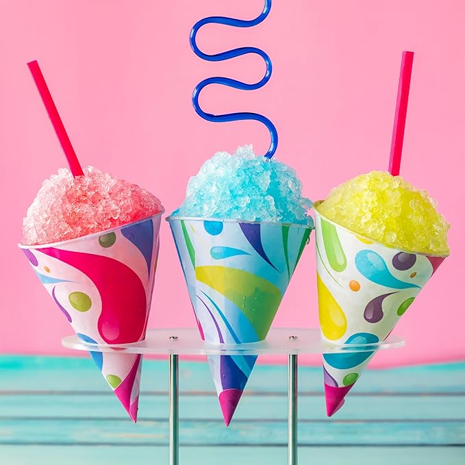 Nostalgia Snow Cone Shaved Ice Machine - Retro Table-Top Slushie Machine Makes 20 Icy Treats - Includes 2 Reusable Plastic Cups & Ice Scoop - Pink