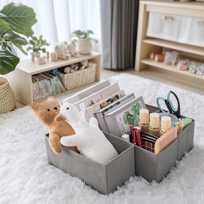 Criusia Drawer Organizer Clothes, 24 Pack Dresser Organizer for Baby Clothes, Underwear, Sock- Foldable Closet Organization and Storage Dividers Bins for Nursery, Bedroom and Dorm (Grey)