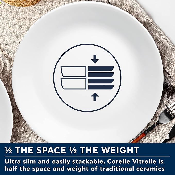 Corelle Dinnerware Set (12pc Set, Country Cottage)-Dinner Set for 4 4 x: Dinner Plates, Side Plates & Bowls 3 X More Durable, Half The Space & Weight of Ceramic up to 80% Recycled Glass, 1146844
