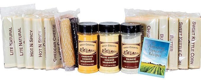 Amish Country Popcorn | Old Fashioned Microwave Popcorn | Non-GMO, Gluten Free, Microwaveable and Kosher (Microwave Sampler Gift Pack, 10 bags & 2 Cobs)