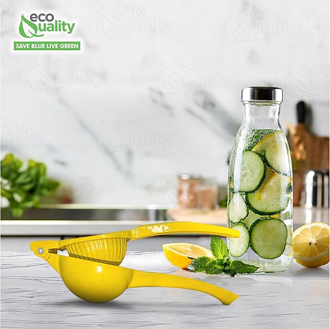 EcoQuality Heavy Duty Handheld Yellow Citrus Juice Squeezer Premium Lemon, Lime & Orange Press for Maximum Extraction Easy to Use, Durable and Rust Resistant Metal Manual Juicer (24)