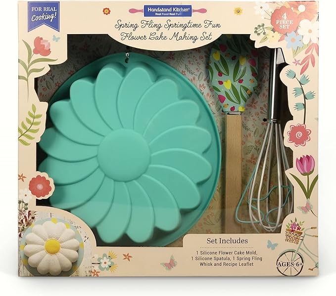 Handstand Kitchen Spring Fling Daisy 3-piece Real Cake Baking Set with Recipes
