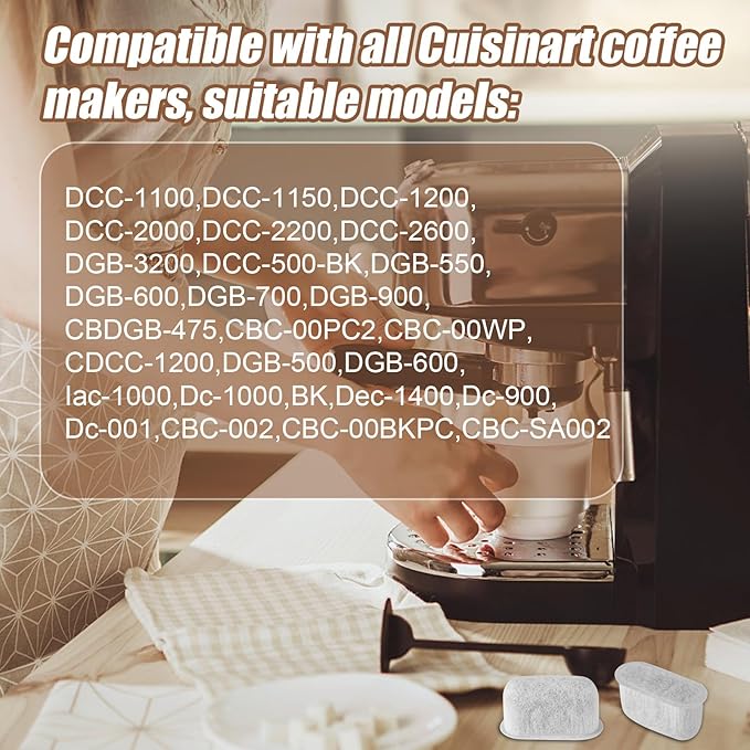 6pcs Coffee Filter Replacement for Cuisinart, Activated Charcoal Water Filter Replacement Effectively Absorb Impurities Compatible with Cuisinart Coffee Makers Machine