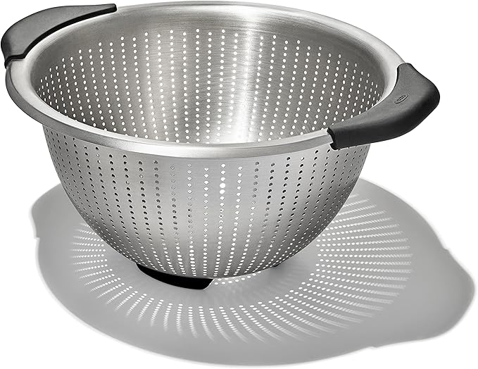 OXO Good Grips Stainless Steel Colander,5 qt. Capacity,Strainer with Non-Slip Handles,Kitchen Colander for Pasta and Vegetables,Nesting Stainless Steel Strainer and Sieve,(Pack of 12)