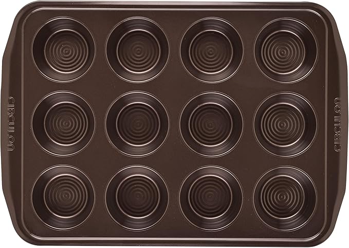 Circulon Nonstick Bakeware 12-Cup Muffin Tin, Brown, Steel