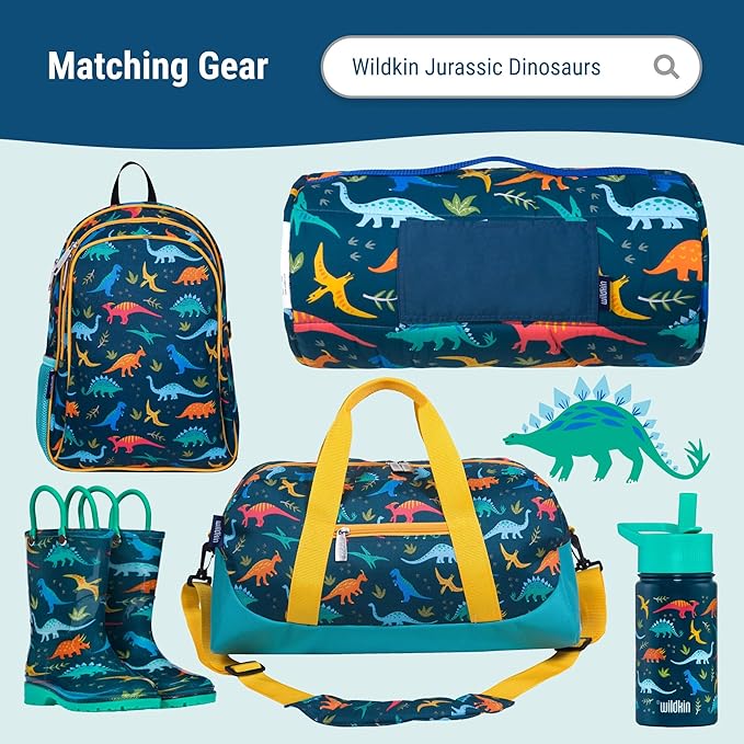 Wildkin Kids Two Compartment Insulated Lunch Bag – Keeps Food Hot or Cold, Easy-Clean Lining, Leak-Resistant & BPA-Free – Boys & Girls, Ideal for School, Travel & Daycare – Jurassic Dinosaurs