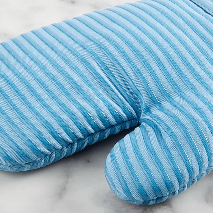 KitchenAid Quilted Cotton Terry Cloth Oven Mitt, Pot Holder, Kitchen Towel 4-Pack Set, Heat Resistant, Silicone Grip, Gift Set, Blue Velvet, 16"x26", 7"x13" & 7"x10"