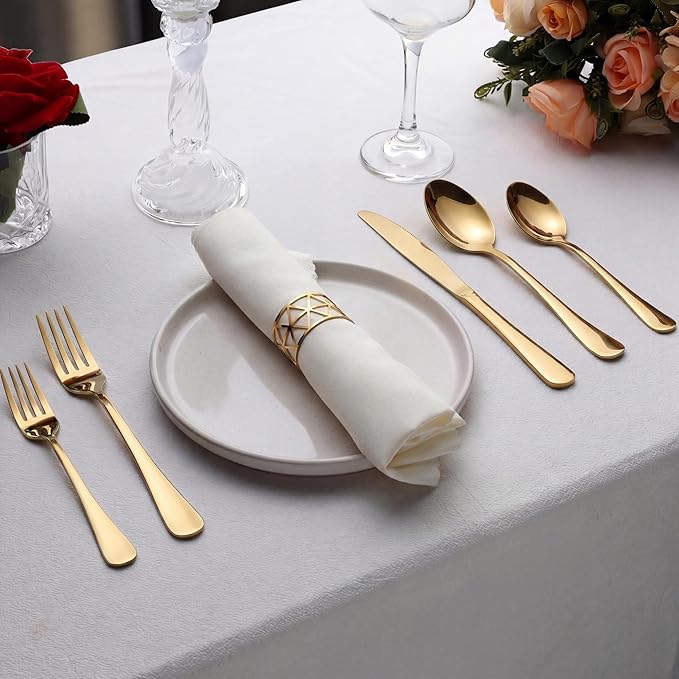 Gold Silverware Set, LIANYU 20 Piece Stainless Steel Flatware Cutlery Set for 4, Gold Mirror Finish, Ideal for Home Wedding Festival Party, Dishwasher Safe