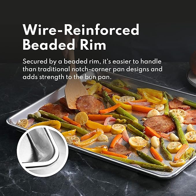 New Star Foodservice Commercial-Grade 18-Gauge Aluminum Sheet Pan/Bun Pan (18 L x26 W x1 H (Full Size) XL Size Measure Oven)
