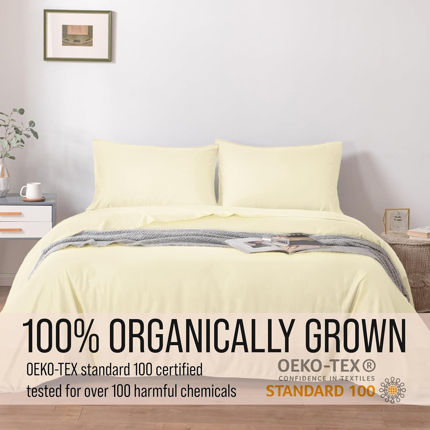 Bella Coterie Luxury Bamboo Viscose King Size Sheet Set | 100% Organically Grown | Ultra Soft | Cooling for Hot Sleepers | 18" Deep Pocket [Lemonade]