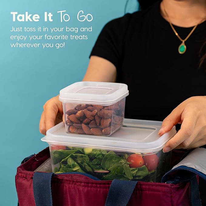 IRIS USA 44 PC Plastic Food Storage Containers With Lids | 22 Meal Prep Containers & 22 Lids | Leftovers Office Lunch Snack Fruit, Microwave Dishwasher Freezer Safe, BPA Free