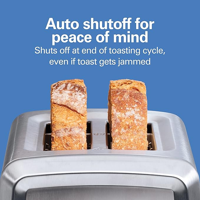Hamilton Beach 2 Slice Toaster with Extra-Wide Slots,Bagel Setting,Toast Boost,Slide-Out Crumb Tray,Auto-Shutoff & Cancel Button,Defrost Function,Stainless Steel (22794),(Pack of 2)