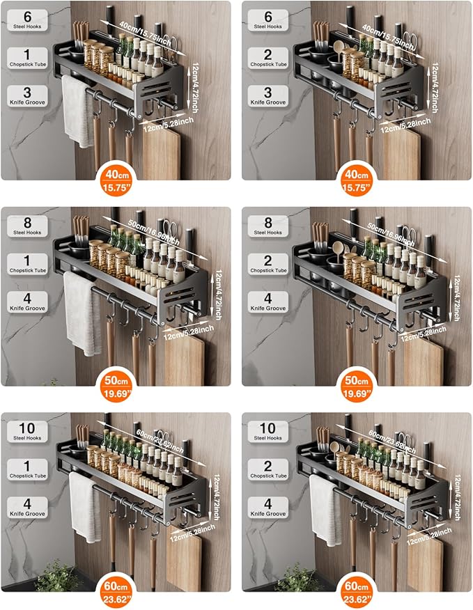 utensil hanger, wall mounted kitchen rail with hooks, waterproof hooks for kitchen utensils, easy installation without drilling (15.8 inches, Cup, 1)