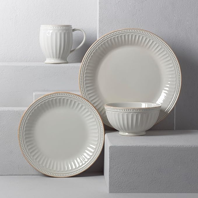 Lenox White French Perle Groove 4Pc Place Setting, 6.95 LB