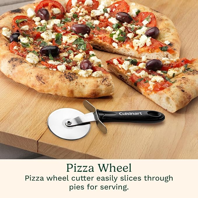 Cuisinart 3 Piece Pizza Grilling Pack, 13” Round Pizza Stone for Grill with Cutter and Foldable Stainless Steel Peel, Complete Set to Build Your Own Pizzas at Home