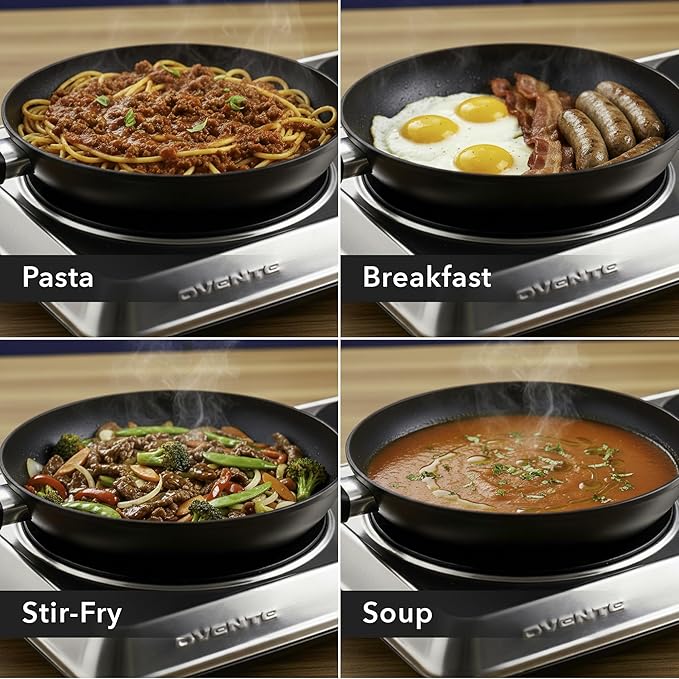 OVENTE Countertop Infrared Double Burner, 1700W Electric Hot Plate and Portable Stove with 7.75" and 6.75" Ceramic Glass Cooktop, 5 Level Temperature Setting and Easy to Clean Base, Silver BGI102S