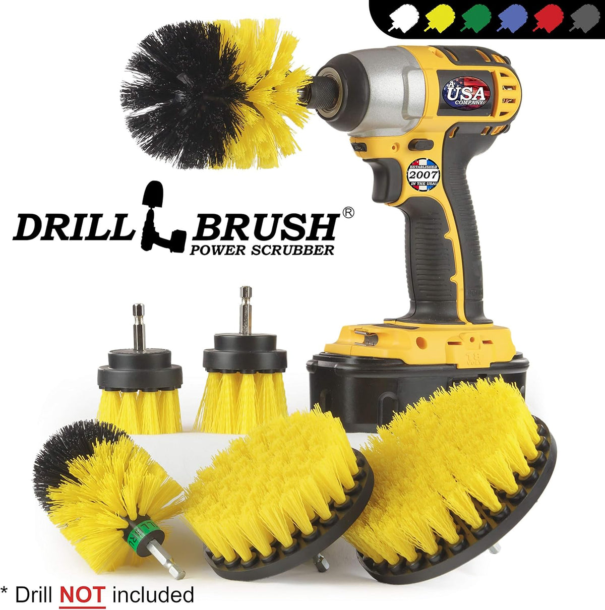 Drill Brush Attachments for Cleaning Shower, Bathroom, Grout, Tile, Bathtub, Bath Mat, Sink, Tile, Porcelain, Fiberglass, Cast Iron, Flooring – Grout Cleaner Drill Brush Set - Bathroom Accessories Kit