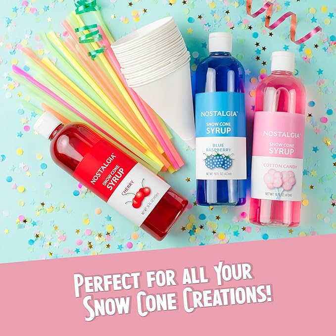 Nostalgia Snow Cone Shaved Ice Machine - Retro Table-Top Slushie Machine Makes 20 Icy Treats - Includes 2 Reusable Plastic Cups & Ice Scoop - Pink