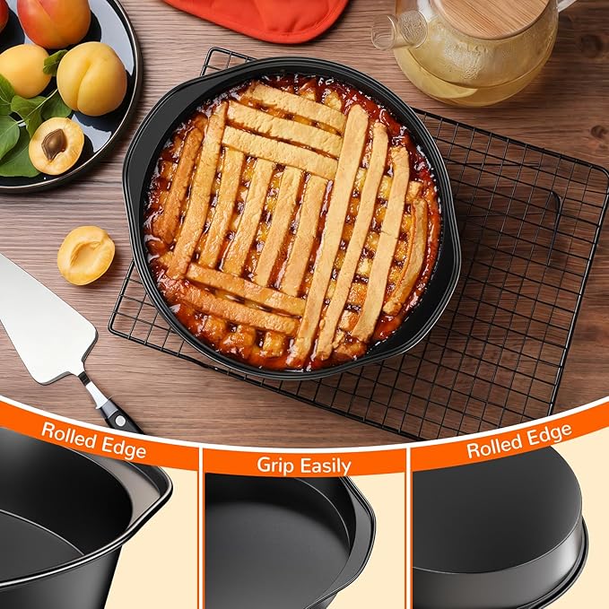 6 Inch Round Cake Pan with Handle, 3PCS Nonstick Cake Pans with 100 PCS Parchment Paper