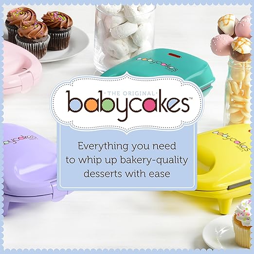 Babycakes Mini Cupcake Maker by Select Brands - Cupcake Iron for Birthdays, Parties & More - Features Non-Stick Coating - Cupcake Machine for Kitchen Appliances - 4 Mini Cupcakes