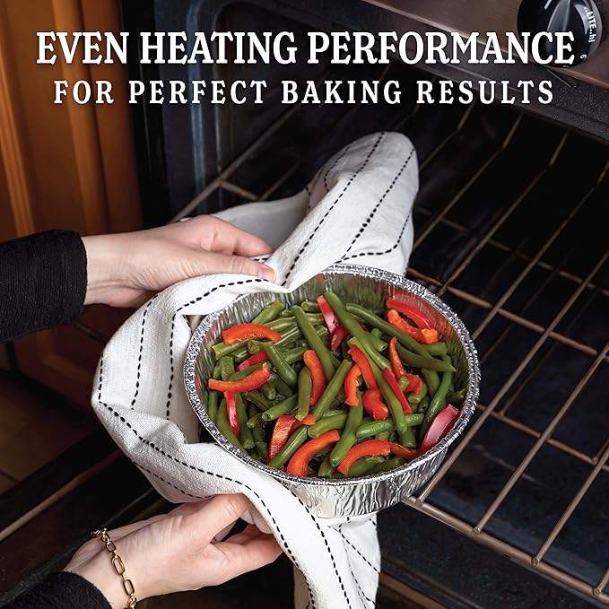 PLASTICPRO 8'' Inch Round Tin Foil Pans Disposable Aluminum, Deep Freezer & Oven Safe - For Baking, Cooking, Storage, Roasting, & Reheating, Pack of 20