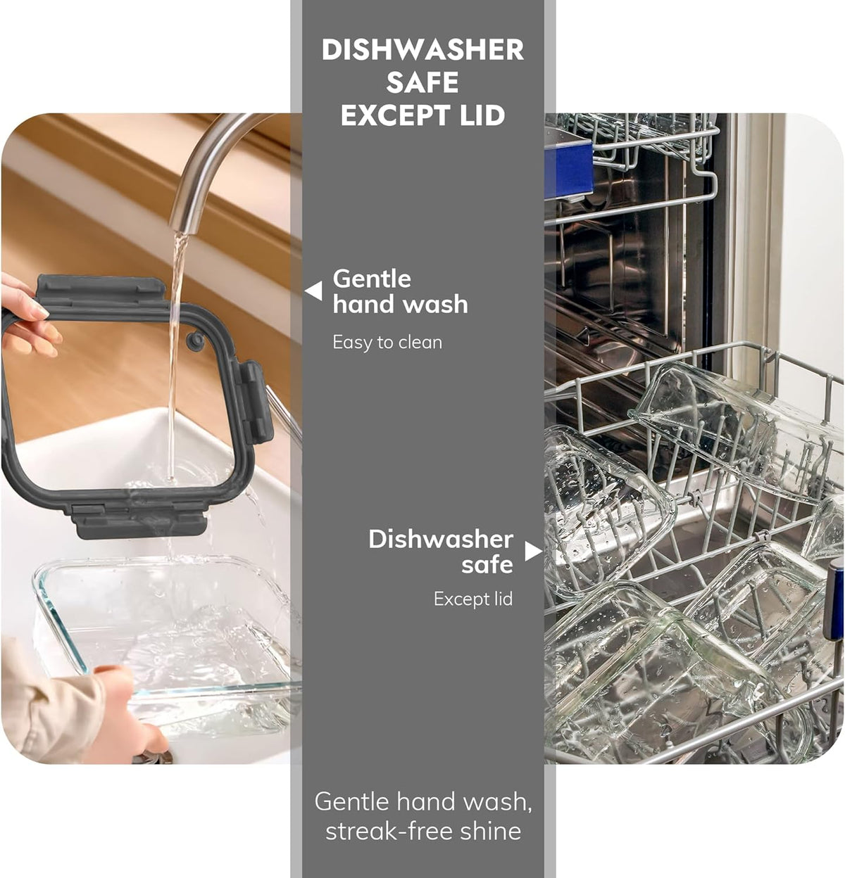 10-Pack Glass Food Storage Containers with Tempered Lids – Borosilicate, Airtight, Oven-Safe (-4°F~950°F), BPA-Free, 4.4 & 1.6 Cup, Leak-Proof, Dishwasher Safe (Gray)