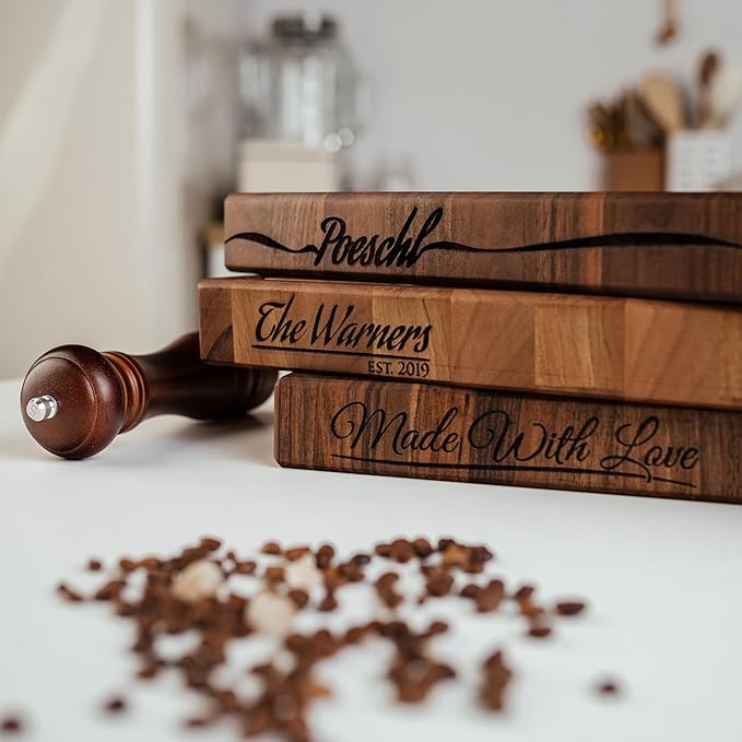 Handmade Personalized Walnut End Grain Cutting Board – Custom Engraved Wood Chopping Block, Perfect Gift for Home Chefs by GrainWoods (24x18x2 Inches)