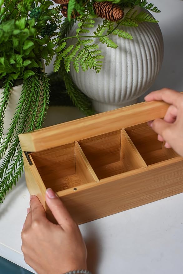 Acacia Wooden Tea Bag Organizers, Tea packet Storage Boxes, Tea Caddy for Tea Bags Chest, Teabag Holder Containers, Teabox Station Display, Organizador De Tes Caja Para Te, 8 Compartments