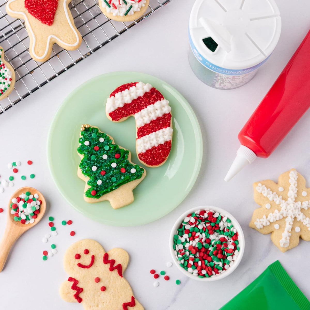Sweets Indeed Sprinkles 6 Cell Edible Sprinkle Mix Jimmies Perfect for Cake Decorations Baking Ice Cream Cookies Cupcake Topper (Holiday)
