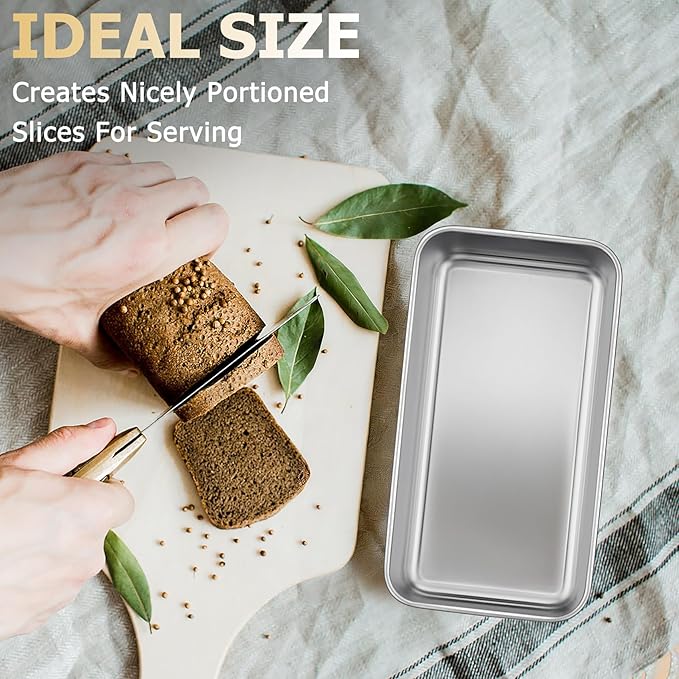 TeamFar Loaf Pan, 9¼” × 5” Bread Loaf Pan Meatloaf Pan Stainless Steel for Baking Bread Cake Toast, Healthy & Durable, Dishwasher Safe & Easy Clean