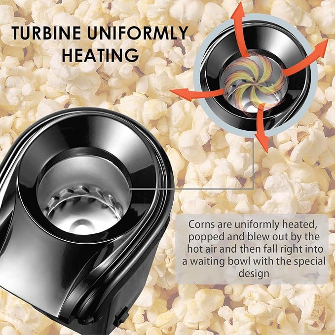 Nostalgia Hot Air Popcorn Popper Maker, 1200W Electric Pop Corner Machine, 16 Cups, 3 Minutes Done, Fully Automatic Healthy No Oil and No Sugar Corn Popcorn Machine (White)