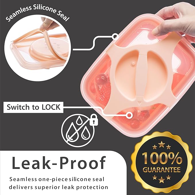 Bento Lunch Box Pack of 4 Leakproof Salad and Meal Prep 3 Cups 25.5oz Container Twistlock Lid Reusable Portable, Microwave and Dishwasher Safe BPA-Free For Work