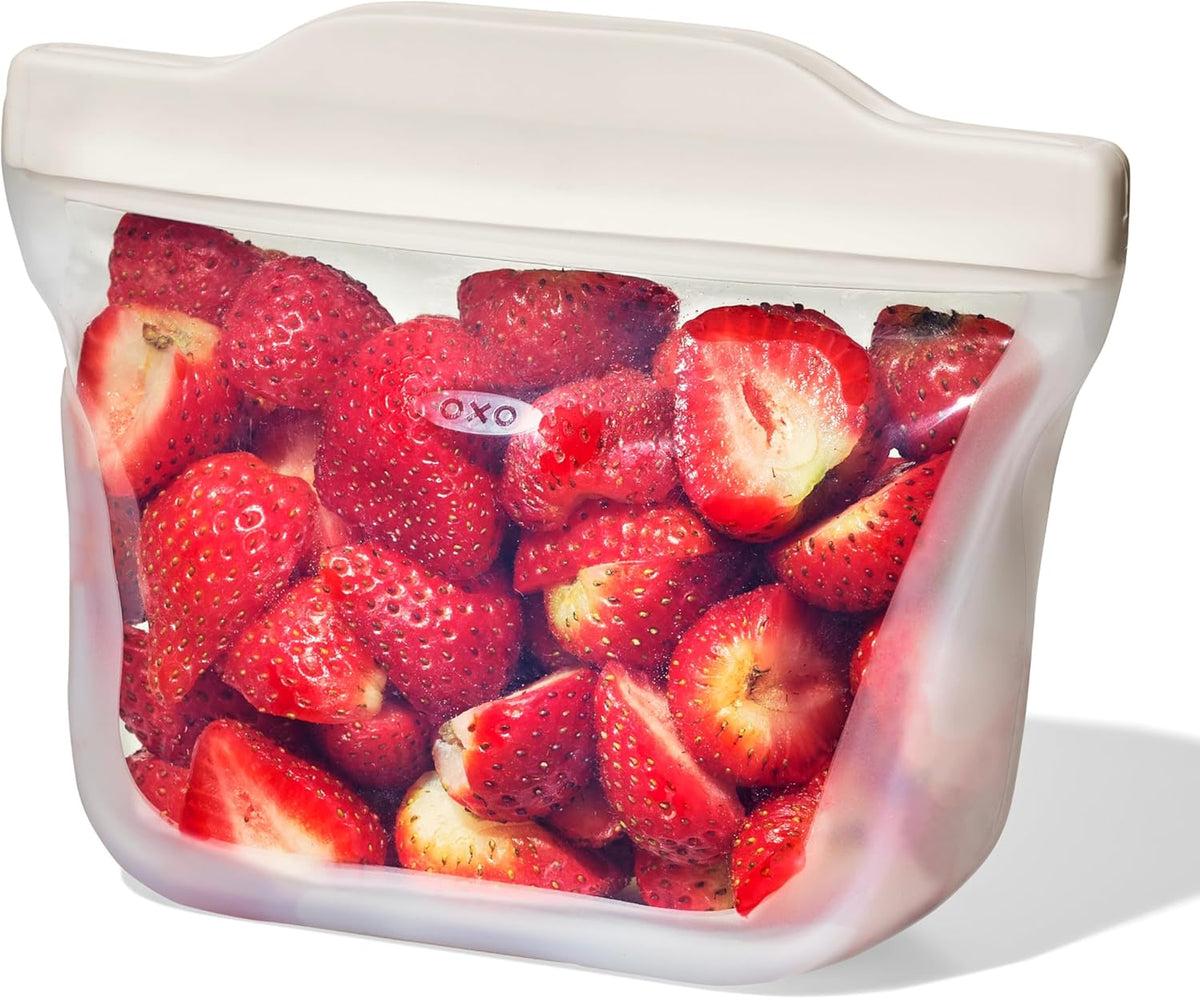 OXO Good Grips Silicone Reusable Bag – Stand-Up Snack (12 oz) – Oat