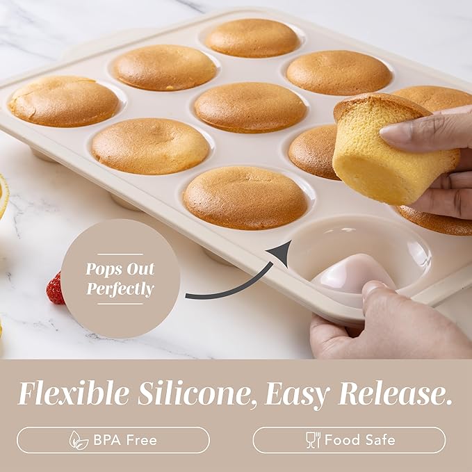 COOK WITH COLOR 17 Pc. Silicone Baking Pan Set - Non-Stick & Easy Clean Silicone Muffin Pans for Baking with Sturdy Metal Frame for Stability, Flexible Cake Molds, Includes Measuring Cups and Spoons