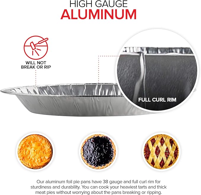 Stock Your Home 9 Inch Aluminum Tart Pie Pans (30 Count) - Disposable & Recyclable Large Pie Pan - Foil Pie Tin for Bakeries, Cafes, Restaurants - Durable Large Foil Pans for Pies, Fruit Tarts, Quiche