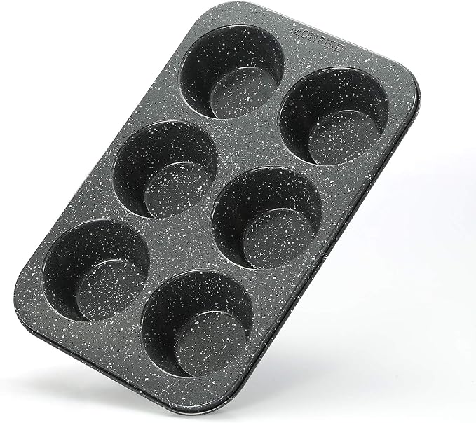 Monfish extra large muffin pan jumbo cupcake tray Carbon steel stone finish 3.5 inch cup