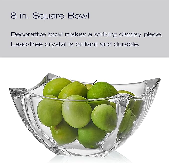 Mikasa Baron Crystal Square Bowl, 8 Inch
