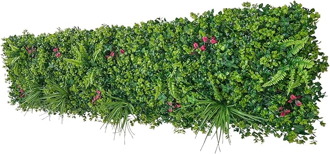 VEVOR Artificial Plant Wall, 12PCS 20 x 20 in Artificial Boxwood Panels, Greenery Backdrop Privacy Hedge Fence with Sun Protection, Fake Grass Wall Screen for Wedding, Indoor, Garden，Mixed Leaf