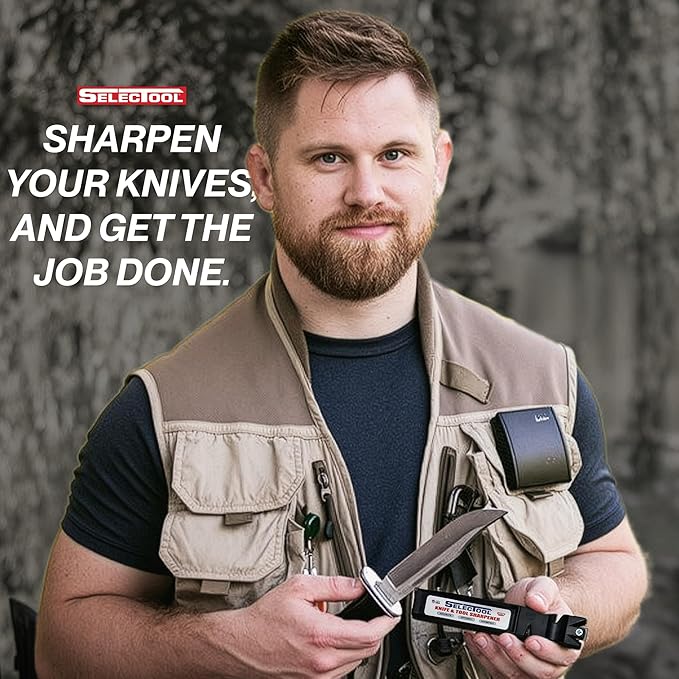Selectool Tool and Knife Sharpener MultiTool Blade Sharpener for Kitchen Knives, Pocket Knife, Tools, Scissors, Axes & More, EDC Gadgets for Outdoor Hunting and Fishing, Effortless, Made in USA, 1 pc