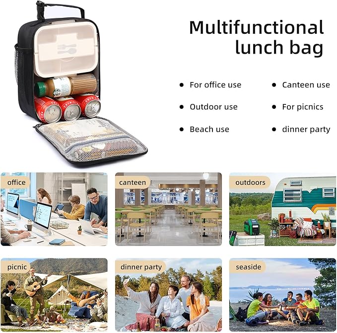 Lovoeo Lunch box Lunch bag for men women Insulated Lunchbox Lunch bags for Work Picnic Travel (Thicken purple)