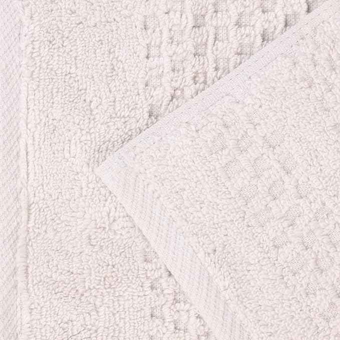 Superior Playa Zero Twist Cotton Medium Weight Small Towels, for Kitchen, Bathroom, Shower, Spa, Plush, Quick Dry, Ultra-Soft Essentials, Waffle Textured, Face Towels Washcloths, Set of 12, Silver