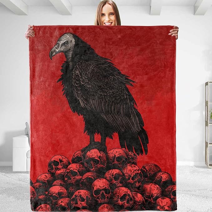Funny Vulture Skull Plush Throw Blanket - Soft, Comfy, Lightweight, Warm, and Fuzzy - Ideal Gift for Men and Boys - Perfect for Couch, Bedroom, Travel, Bed - 50x60 inches