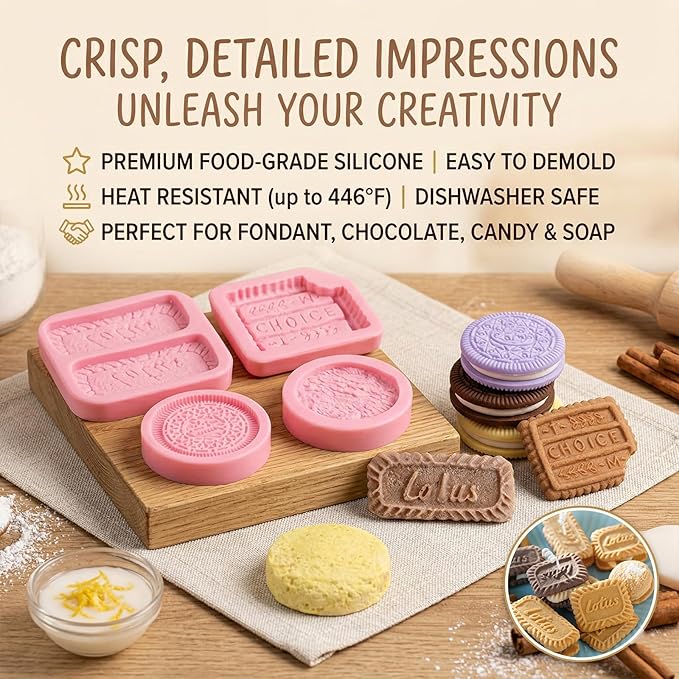 Biscuit Silicone Molds Cookies Chocolate Candy Fondant Molds Can Be Used for Cake Decorating Cupcake Toppers Cookies Butter Floral Paste Dough Plaster Resin Clay