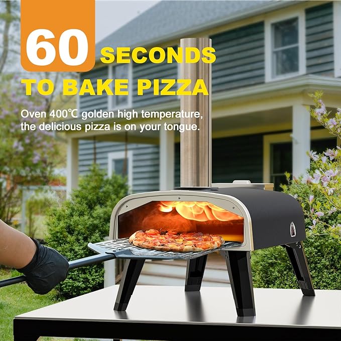 aidpiza Pizza Oven Outdoor 12" Wood Fired Pizza Ovens Pellet Pizza Stove for outside, Portable Stainless Steel Pizza Oven for Backyard Pizza Ovens