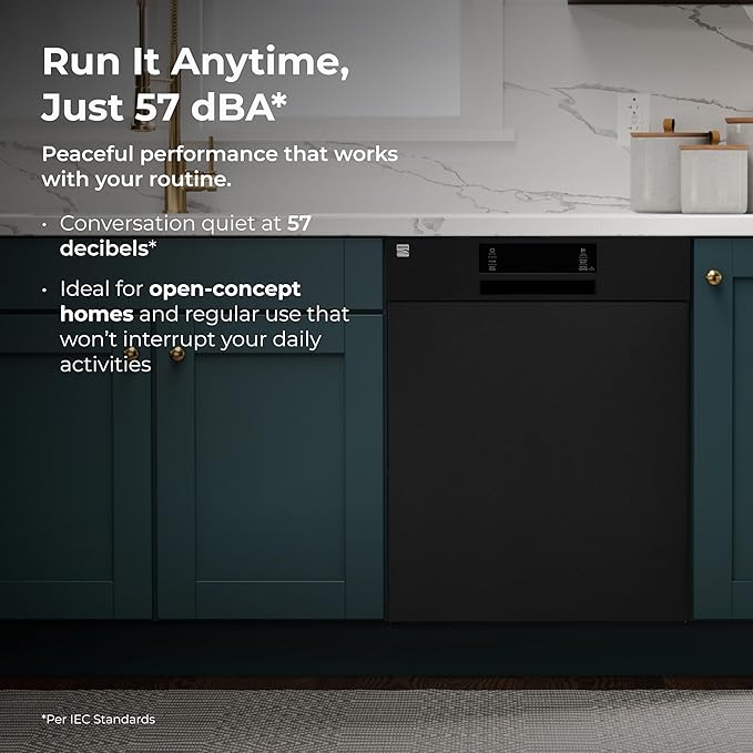 Kenmore 22-14589 24" Built-In Dishwasher - UltraWash, SmartWash, Sanitize Rinse, SmartDry, and Leak Detection - 14 Place Settings - 57 DBA - ENERGY STAR Certified - 24" - Black