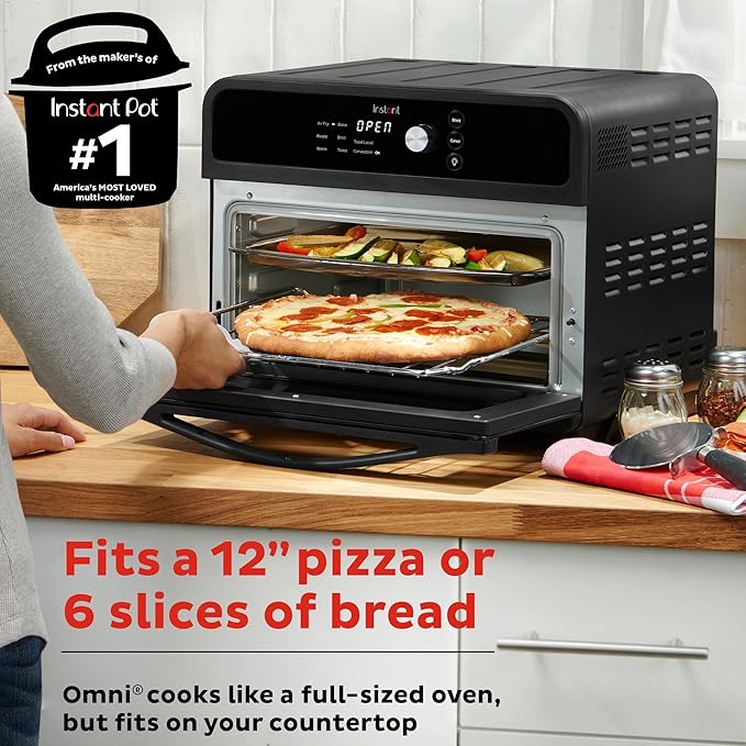 Instant Pot Omni 19QT/18L Toaster Oven Air Fryer, 7-in-1 Functions, Fits 12" Pizza, Crisps, Broils, Bakes, Roasts, Toasts, Warms, Convection, 100+ In-App Recipes, from the Makers of Instant Pot, Black