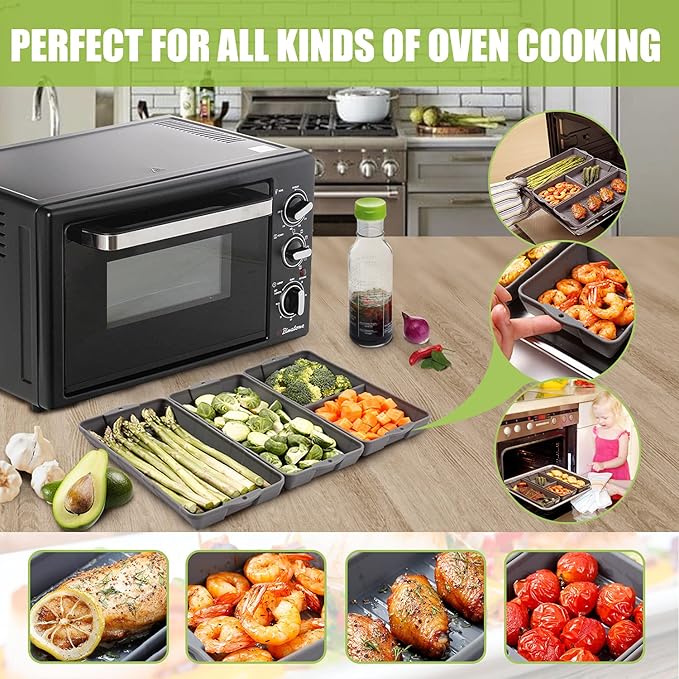 ZIP STANDING Nonstick Bakeware Set, New large size Cake Silicone Sheet Pan, baking pan dividers, Suitable for oven, air fryer to simplify cooking, Safe to use and easy to clean.